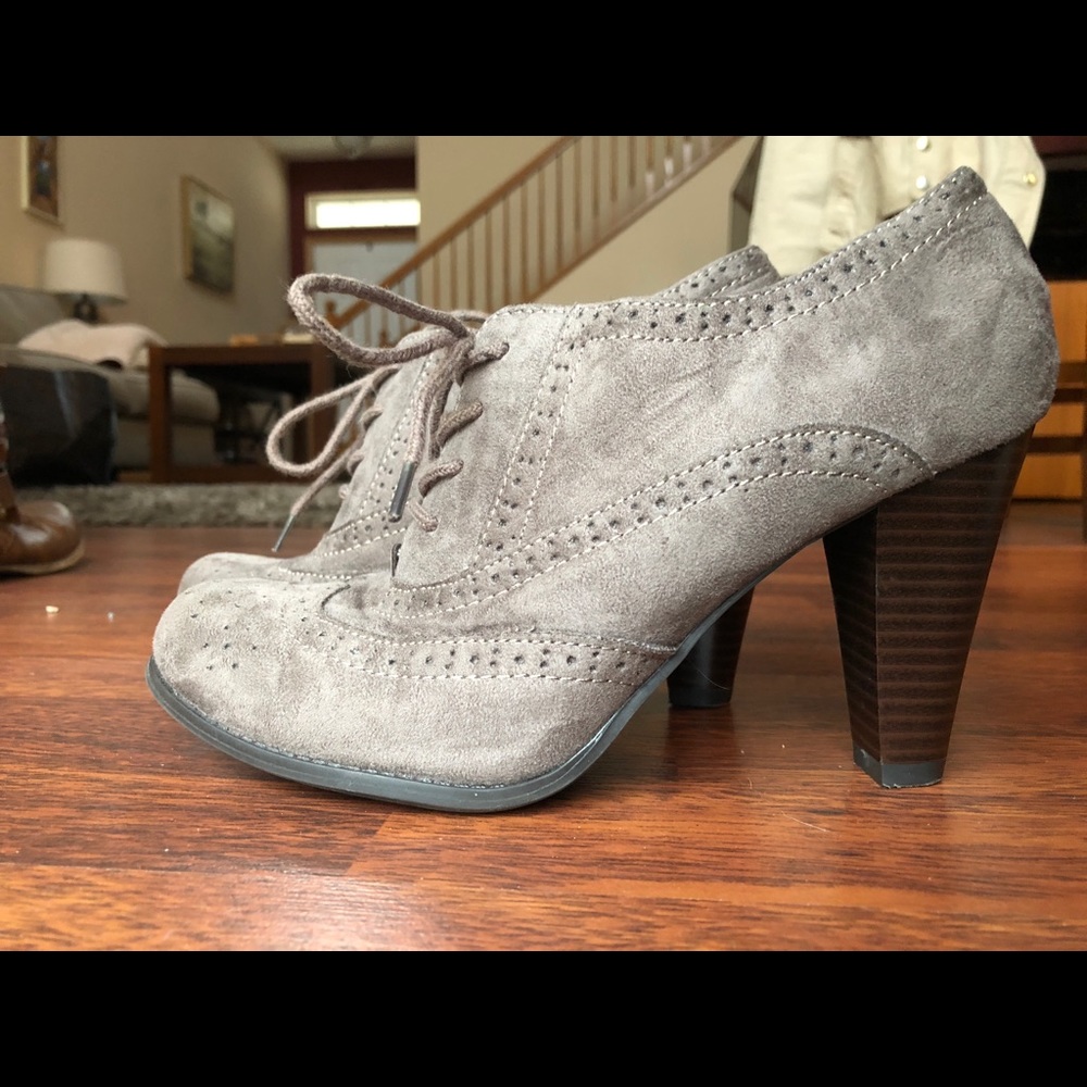 Grey Lace Up Heels